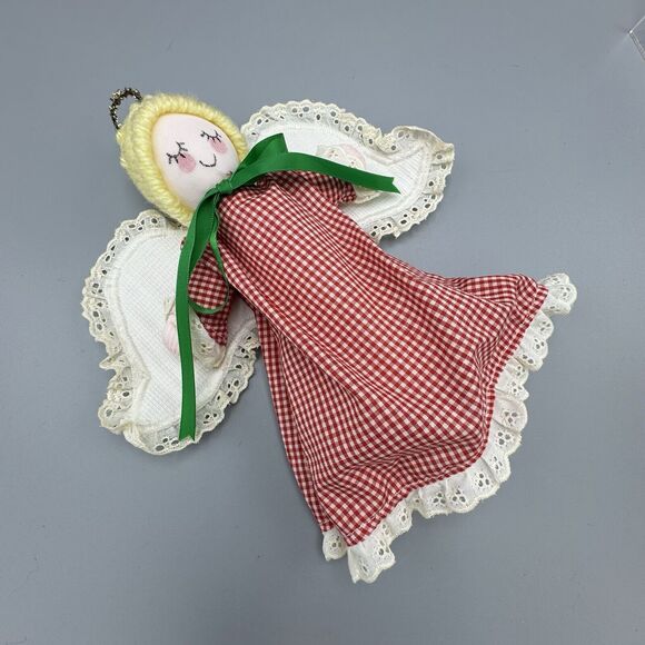 Vtg Sandra Claus Shoppe Christmas Tree Topper Stocking Angel  Kitschy Country - Picture 5 of 9